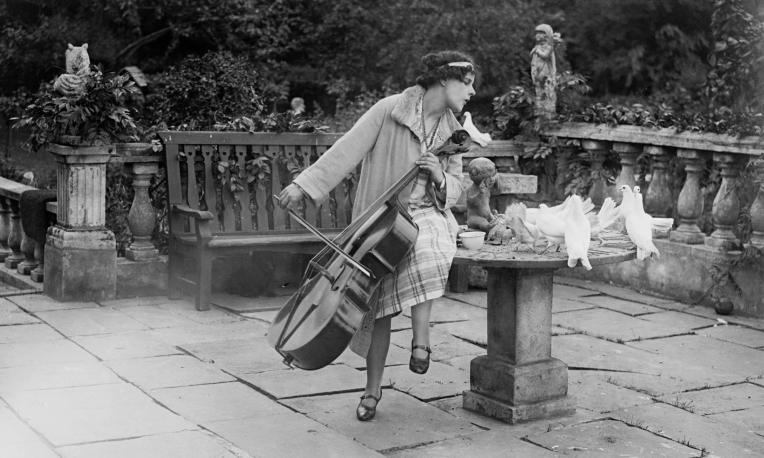 Cellist Beatrice Harrison at her home in Oxted, Surrey, in June 1929.